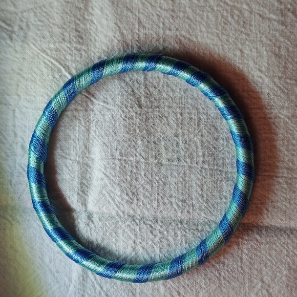 3 yarn bracelets. 1 orange/lavender, 1 green/blue, 1 mint green. - Picture 3 of 5